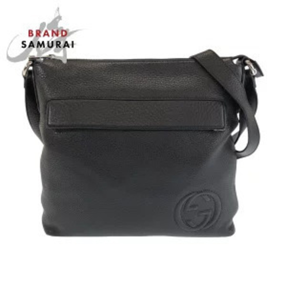 Gucci Interlocking Black Leather Shoulder Bag Messenger